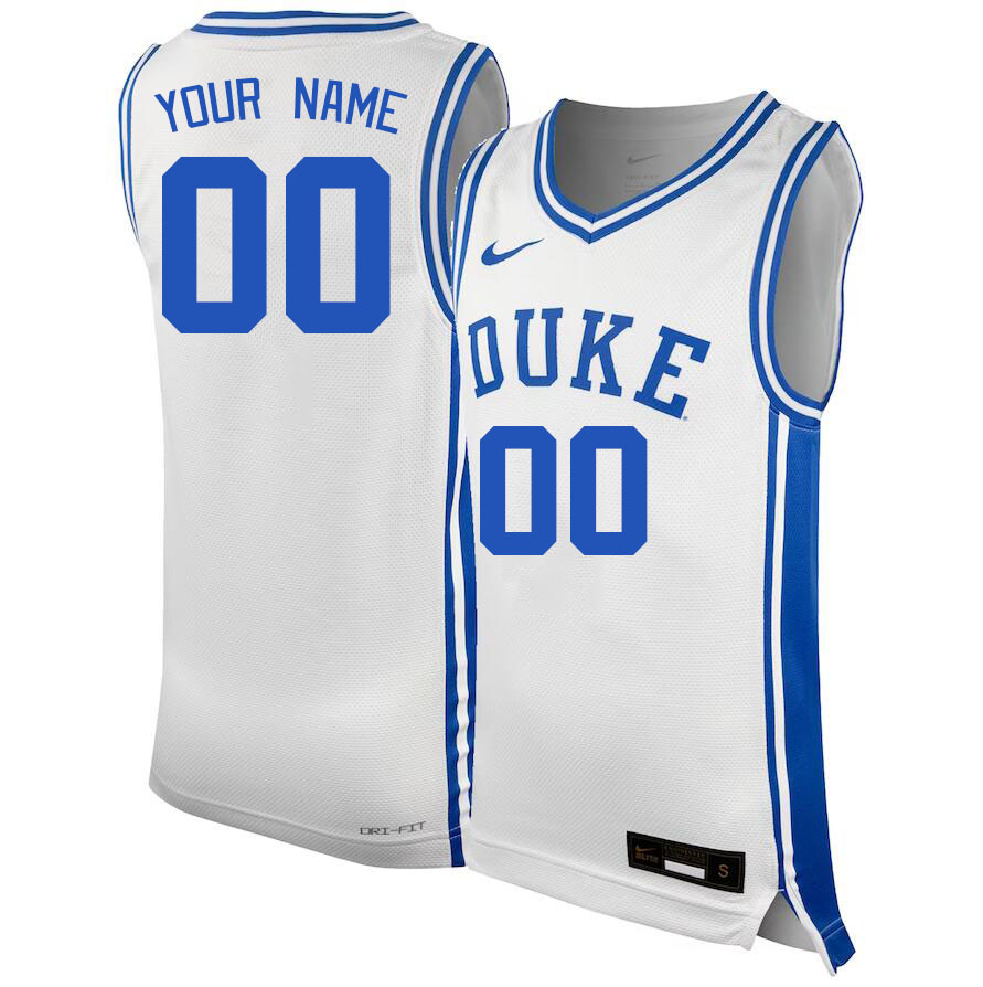 Custom Duke Blue Devils Name And Number College Basketball Jerseys Stithced-White